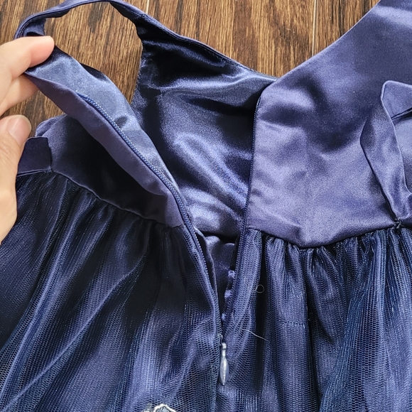 American Princess Royal Blue Layed Diaper Cover Dress White Embroidered Details - Picture 12 of 15